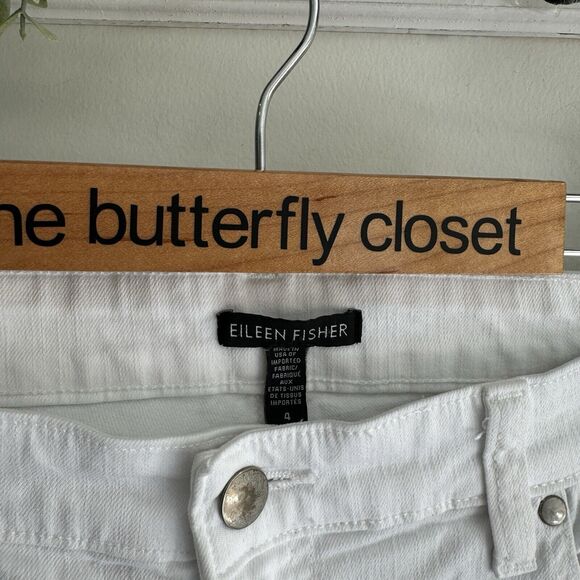 Eileen Fisher White Straight Leg Jeans Size 4 - Picture 3 of 4